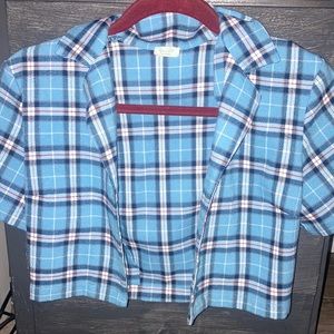 Plaid cropped button up brandy Melville